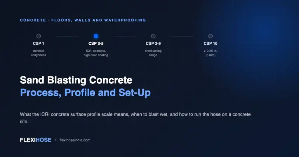 Chart of concrete surface profile grades against blasting method, Flexihose India