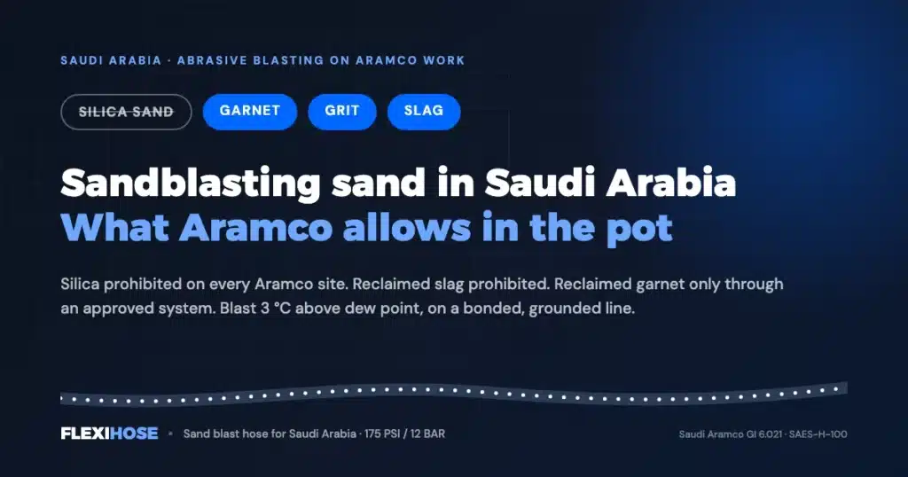 Silica sand struck out, garnet, grit and slag allowed: sandblasting sand in Saudi Arabia under Aramco rules